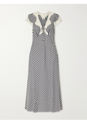 RIXO - Amari Bow-detailed Lace-trimmed Checked Woven Midi Dress - Multi - UK 6,UK 8,UK 10,UK 12,UK 14,UK 16,UK 18,UK 20