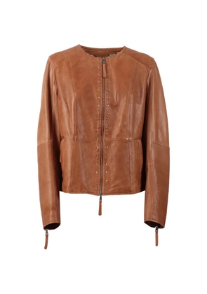 BULLY stud-embellished leather jacket - Brown