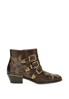 Chloé Susanna studded buckle-strap ankle boots - Brown