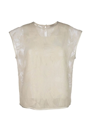Peserico sequin-embellished floral-embroidered blouse - Neutrals