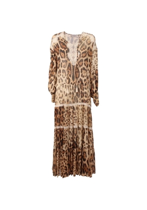 Ermanno Scervino leopard-print lace-trimmed maxi dress - Neutrals