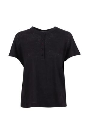 Kangra button-up linen T-shirt - Black