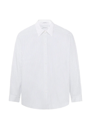 Another Tomorrow pleated-back striped shirt - White