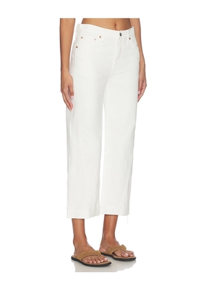 PISTOLA Kacey Mid Rise Cuffed Boyfriend Jeans in White. Size 24. Also in 25, 26, 27, 28.