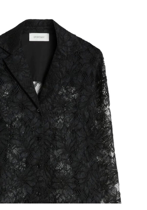 Sportmax floral-lace notched-lapel shirt - Black