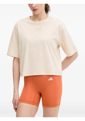 Ea7 Emporio Armani logo-print cropped T-shirt - Neutrals