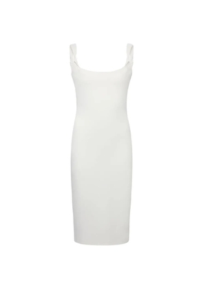 Another Tomorrow midi twist-detail bias dress - White