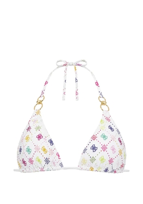 GUESS USA logo-print halterneck bikini top - White