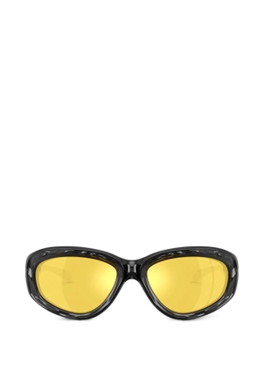 Diesel logo-plaque oval-frame sunglasses - Black