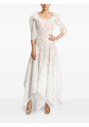 MIAU by Clara Rotescu Mikaela broderie-anglaise maxi dress - White