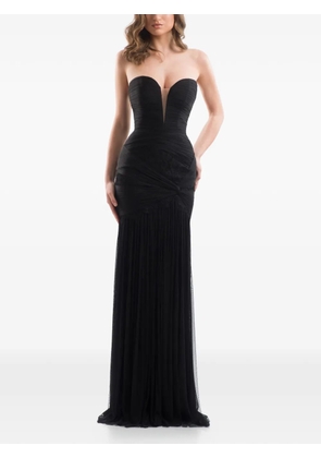 IMROSKA ruched lace-panel gown - Black