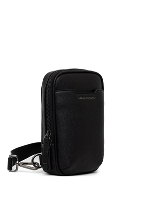Armani Exchange pebbled logo-lettering belt bag - Black