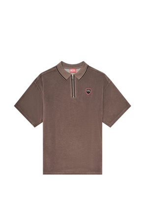 Diesel chenille polo shirt with shield patch - Brown