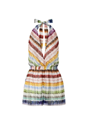 Missoni Zigzag-knit halterneck playsuit - Neutrals