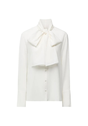 Another Tomorrow Signature bow-detail silk blouse - White
