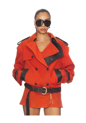 LaQuan Smith Double Breasted Cropped Coat in Orange. Size XS. Also in S, M.