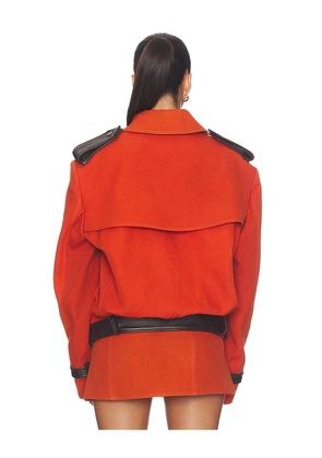 LaQuan Smith Double Breasted Cropped Coat in Orange. Size XS. Also in S, M.