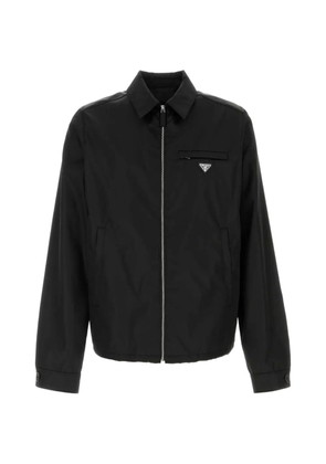 Prada Re-Nylon logo-patch zip-up jacket - Black
