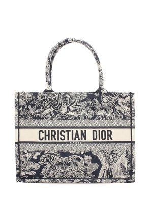 Christian Dior Pre-Owned 2010-2026 Dior BOOK Medium Bag Toile de Jouy canvas Navy White Used Women tote bag - Blue