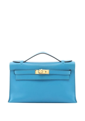 Hermès Pre-Owned 2016 HERMES Pochette Kelly Mini Vaux Swift leather leather Vaux Swift leather Blue Blue frida Used Women handbag