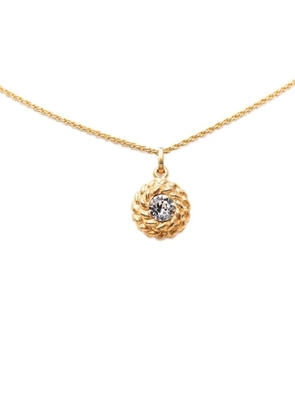 CHANEL Pre-Owned 1970-1980 Gold Plated Crystal Round Pendant Necklace costume necklace