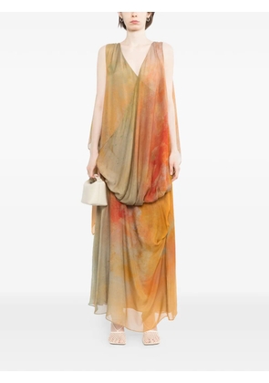 YANGKEHAN floral-print draped dress - Orange