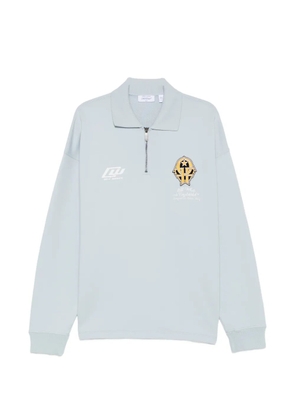 Off-White logo-patch half-zip sweater - Blue
