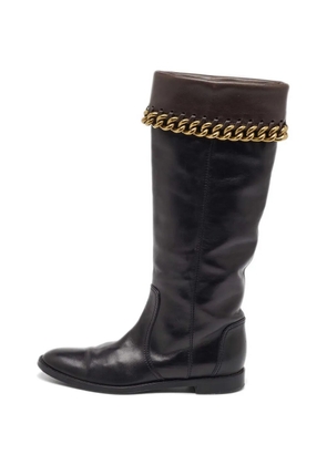 Sergio Rossi chain-detail calf-length boots - Brown