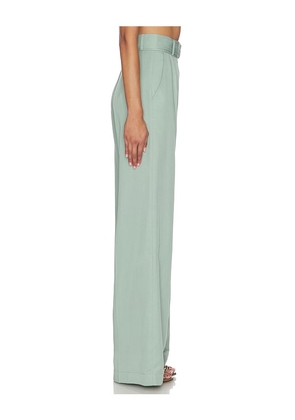 MATTHEW BRUCH Belted Wide Leg Trouser in Teal. Size 0. Also in 6.