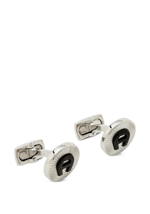 Aigner Vintage logo-plaque ceramic-detail cufflinks - Silver