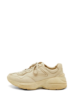 Gucci Pre-Owned Rhyton distressed lace-up sneakers - Neutrals