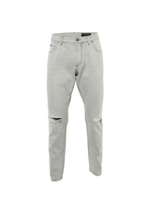Dolce & Gabbana Pre-Owned distressed-detail logo-plaque jeans - Grey