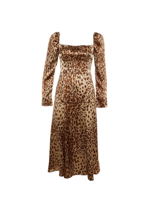 Reformation animal-print silk slit midi dress - Neutrals