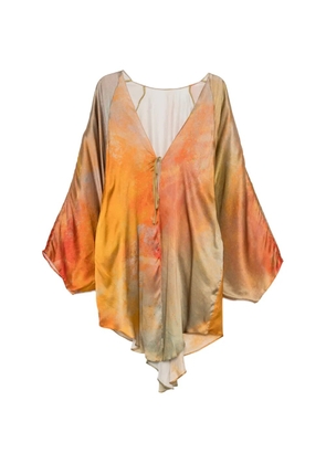 YANGKEHAN abstract-printed tie coat - Orange