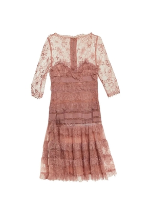 Elie Saab ruffled lace midi dress - Pink