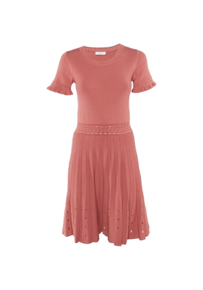 SANDRO Etor eyelet pleated midi dress - Pink