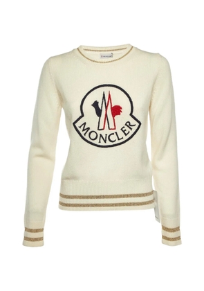 Moncler logo-embroidery crew-neck sweater - Neutrals