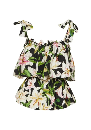 Dolce & Gabbana Pre-Owned floral-print ruffle-detail blouse - Black