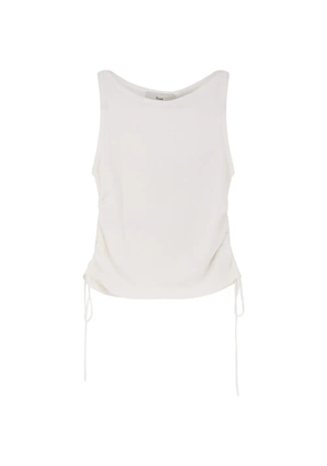 DUNST side-drawstring ribbed-trim top - Neutrals