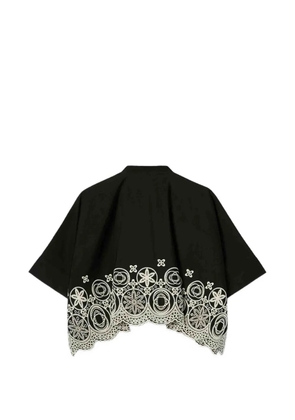 La DoubleJ Mini Foulard Sangallo-embroidered cropped shirt - Black