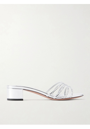 Aquazzura - Sensation 35 Embellished Metallic Leather Mule - Silver - IT36,IT36.5,IT37,IT37.5,IT38,IT38.5,IT39,IT39.5,IT40,IT40.5,IT41,IT41.5,IT42