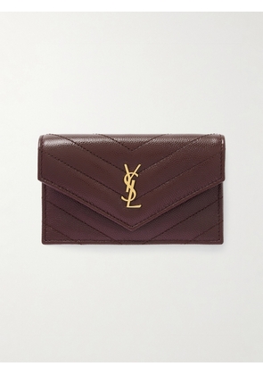 SAINT LAURENT - Cassandre Quilted Textured-leather Wallet - Burgundy - One size