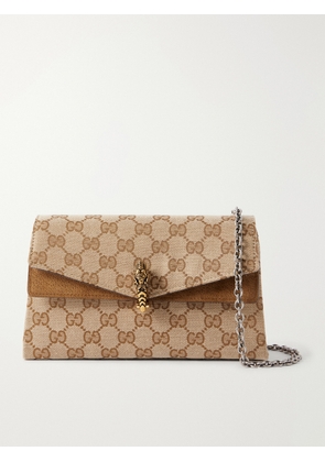 Gucci - Dionysus Logo-jacquard Leather-trimmed Canvas Shoulder Bag - Neutrals - One size