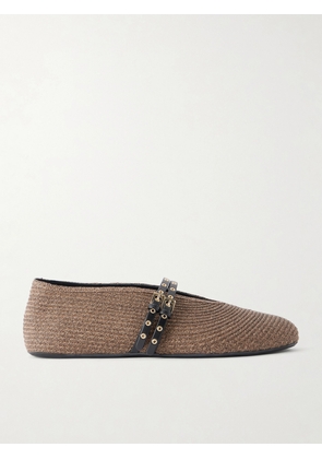 Alaïa - Leather-trimmed Raffia Ballet Flats - Brown - IT36,IT37,IT38,IT39,IT40,IT41