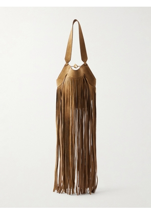 KHAITE - Lotus Fringed Leather Tote - Brown - One size