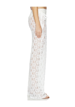 KETTEL ATELIER Strappy Lace Trousers in White. Size S. Also in M, L.
