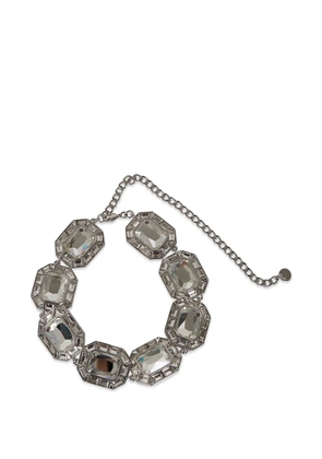 Self-Portrait crystal-embellished necklace - White
