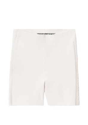 Alexander Wang logo-stripe ribbed shorts - White
