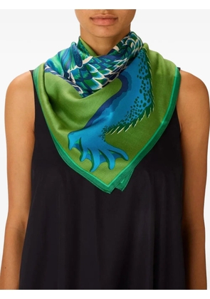 Inoui Editions crocodile-print square scarf - Green
