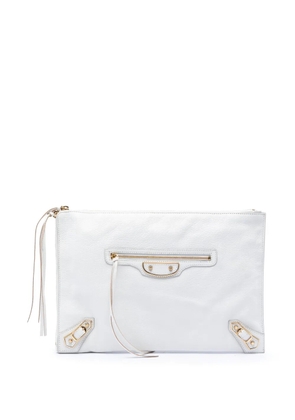 Balenciaga Pre-Owned 2015 Chevre Motocross Classic Metallic Edge clutch bag - White